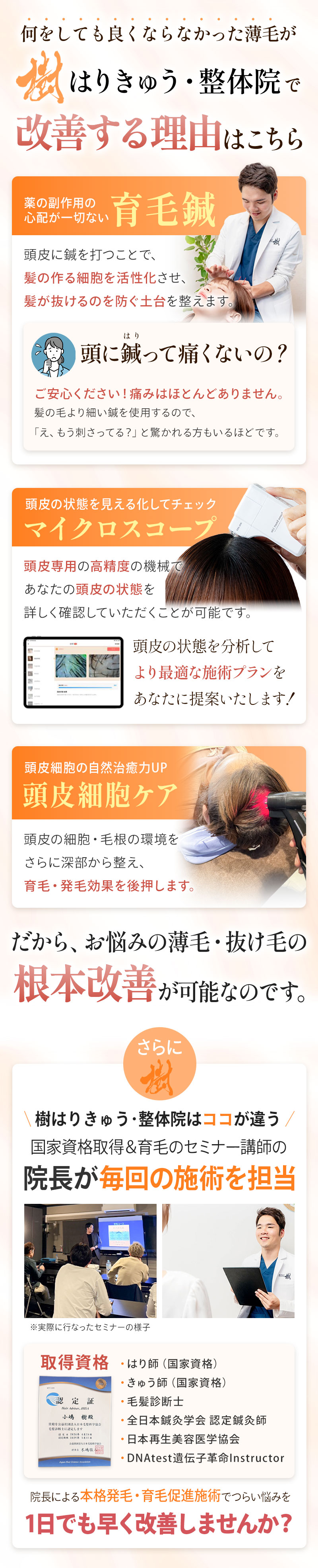何をしても良くならなかった薄毛が樹はりきゅう・整体院で改善する理由はこちら